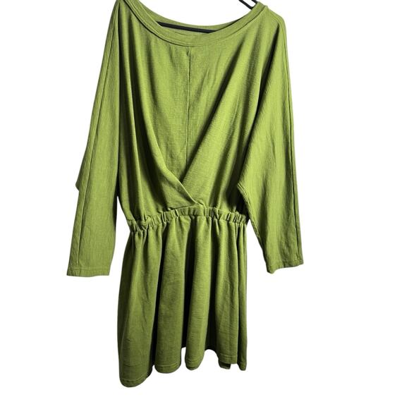 Free People NWOT Santa Maria Mini dress olive Oversized Medium Boho Coastal New - Picture 6 of 9